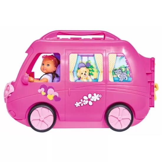Papusica Evi cu rulota pentru camping Papusica Evi cu rulota pentru camping