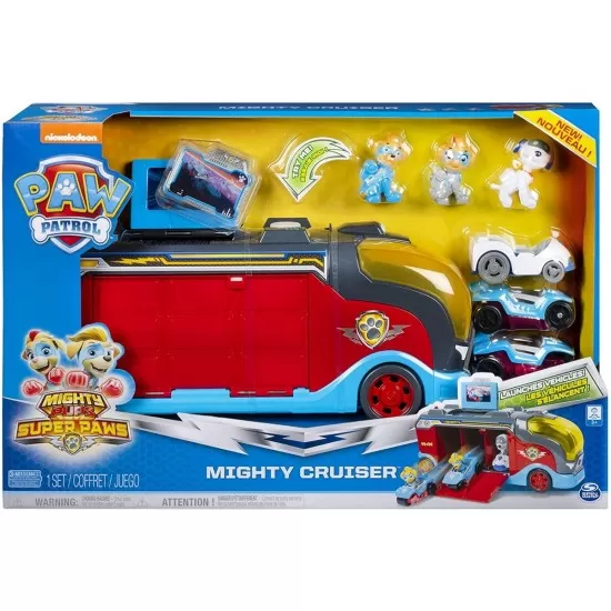 Set Patrula Catelusilor Mighy Cruiser - Camionul cu 3 catelusi gemeni si 3 masinute Set Patrula Catelusilor Mighy Cruiser - Camionul cu 3 catelusi gemeni si 3 masinute
