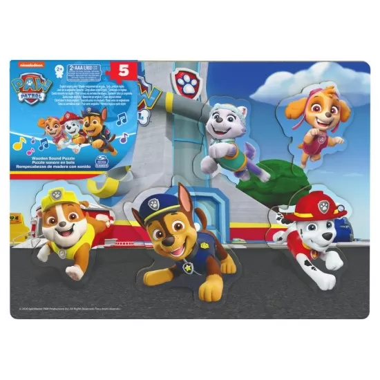 Puzzle din lemn cu sunete Patrula Catelusilor 5 piese Puzzle din lemn cu sunete Patrula Catelusilor 5 piese