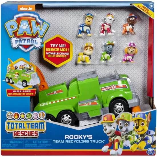 Set de joaca Patrula Catelusilor - Masina de reciclare Rocky si echipa sa Set de joaca Patrula Catelusilor - Masina de reciclare Rocky si echipa sa
