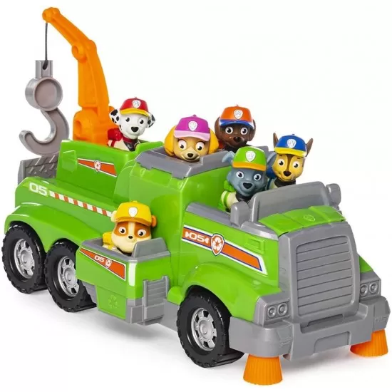 Set de joaca Patrula Catelusilor - Masina de reciclare Rocky si echipa sa Set de joaca Patrula Catelusilor - Masina de reciclare Rocky si echipa sa