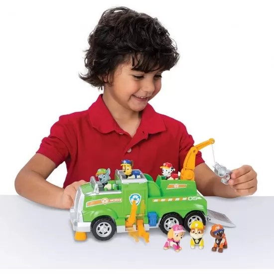 Set de joaca Patrula Catelusilor - Masina de reciclare Rocky si echipa sa Set de joaca Patrula Catelusilor - Masina de reciclare Rocky si echipa sa
