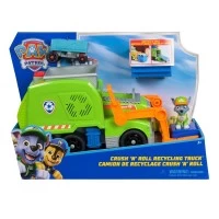 Camionul de reciclare Crush and Roll cu figurina Rocky Patrula Catelusilor