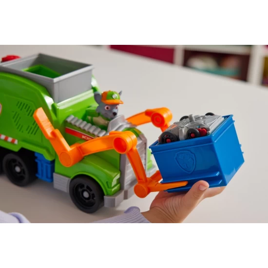 Camionul de reciclare Crush and Roll cu figurina Rocky Patrula Catelusilor Camionul de reciclare Crush and Roll cu figurina Rocky Patrula Catelusilor