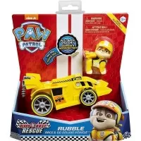 Masina de curse cu sunete si motor pull-back Rubble Patrula Catelusilor 