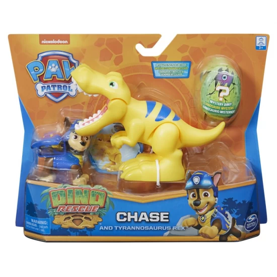 Set figurine catelus Chase si dinozaur T-Rex Patrula Catelusilor 