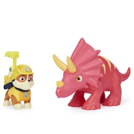 Set figurina catelus Rubble si dinozaur Triceraptor Patrula Catelusilor Set figurina catelus Rubble si dinozaur Triceraptor Patrula Catelusilor