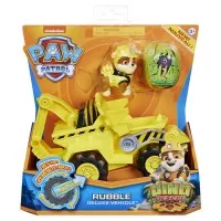 Set vehicul cu catelus Rubble si figurina Dino surpriza Patrula Catelusilor 