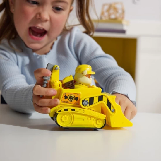 Set vehicul de baza buldozer si figurina Rubble Patrula Catelusilor 