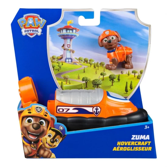 Set vehicul de baza hovercraft si figurina Zuma Patrula Catelusilor 