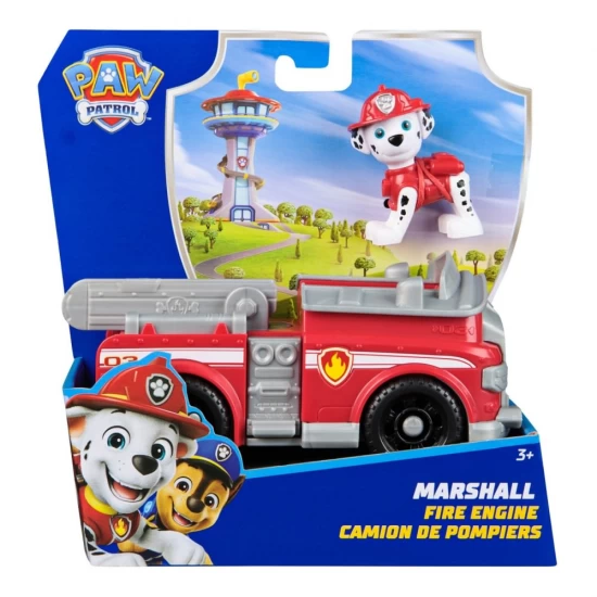 Set vehicul de baza masina de pompieri si figurina Marshall Patrula Catelusilor Set vehicul de baza masina de pompieri si figurina Marshall Patrula Catelusilor