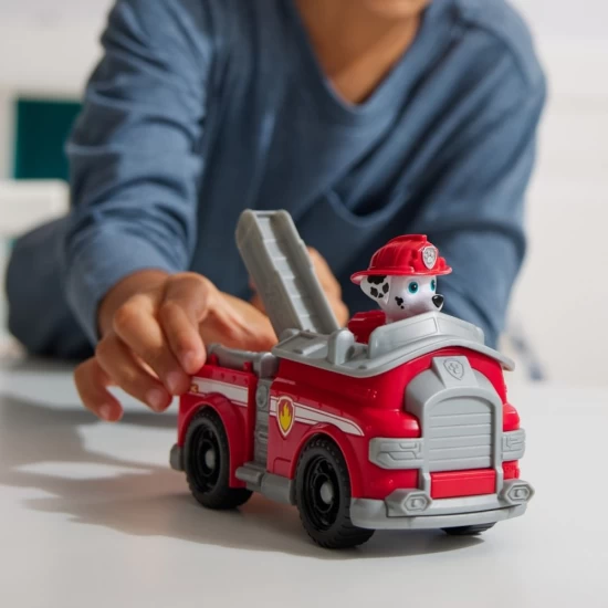 Set vehicul de baza masina de pompieri si figurina Marshall Patrula Catelusilor Set vehicul de baza masina de pompieri si figurina Marshall Patrula Catelusilor