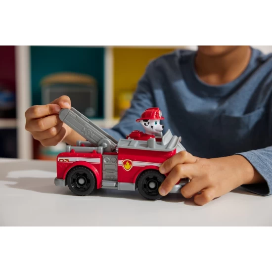 Set vehicul de baza masina de pompieri si figurina Marshall Patrula Catelusilor Set vehicul de baza masina de pompieri si figurina Marshall Patrula Catelusilor