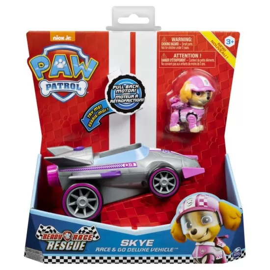 Masina de curse cu sunete si motor pull-back Syke Patrula Catelusilor Masina de curse cu sunete si motor pull-back Syke Patrula Catelusilor