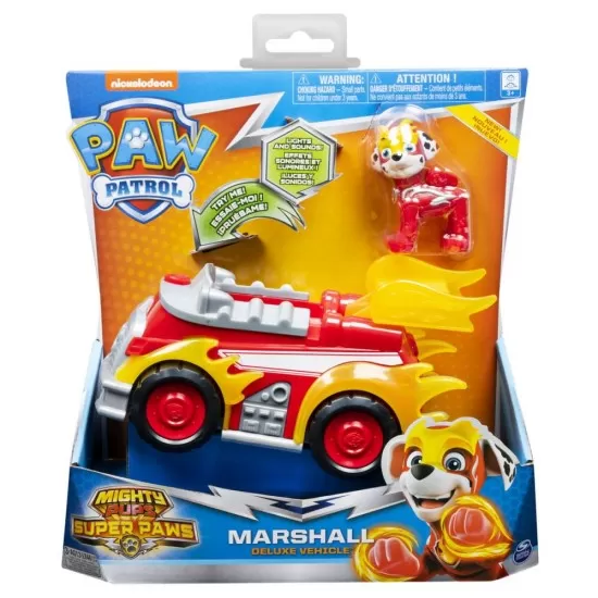 Set figurina Chase si masina de pompieri cu lumini si sunete Patrula Catelusilor 