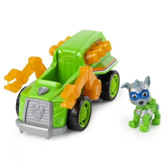 Set figurina Rocky si masina cu lumini si sunete Patrula Catelusilor Set figurina Rocky si masina cu lumini si sunete Patrula Catelusilor