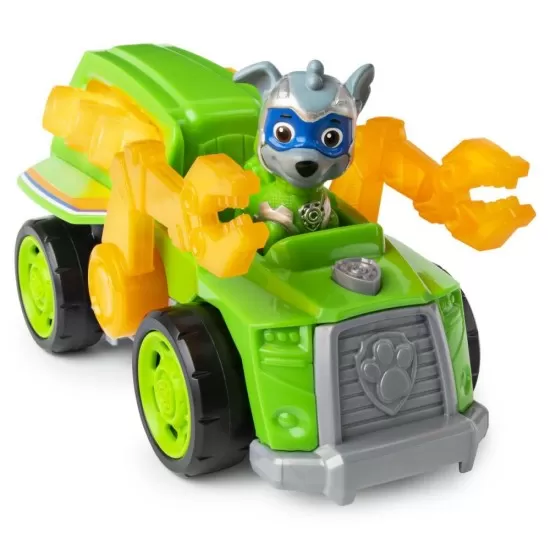 Set figurina Rocky si masina cu lumini si sunete Patrula Catelusilor Set figurina Rocky si masina cu lumini si sunete Patrula Catelusilor