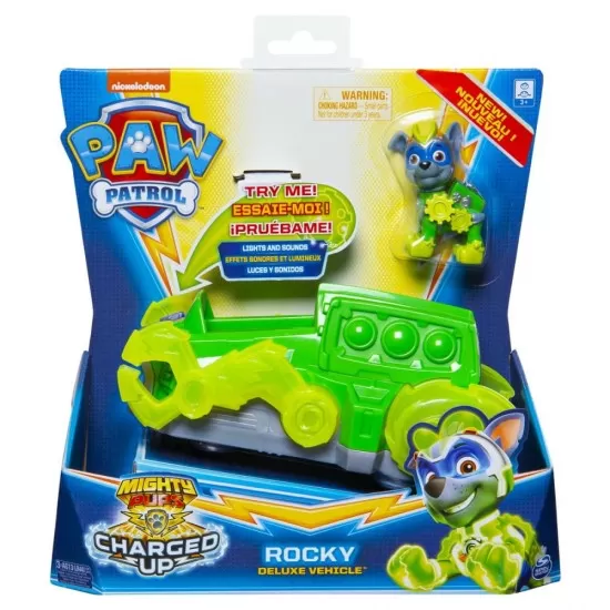 Vehicul cu figurina Rocky Patrula Catelusilor cu sunete si lumini Vehicul cu figurina Rocky Patrula Catelusilor cu sunete si lumini