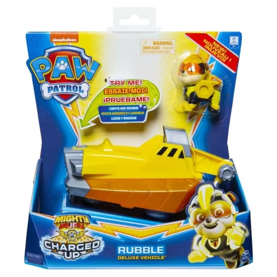 Vehicul cu figurina Rubble Patrula Catelusilor cu sunete si lumini Vehicul cu figurina Rubble Patrula Catelusilor cu sunete si lumini