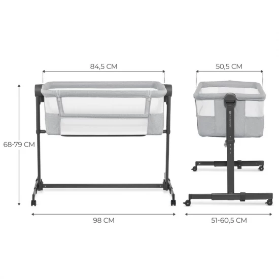Patut Co-Sleeper Kinderkraft Neste Up 2 gri deschis Patut Co-Sleeper Kinderkraft Neste Up 2 gri deschis