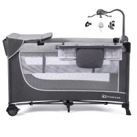 Patut de calatorie Kinderkraft Leody cu accesorii Grey