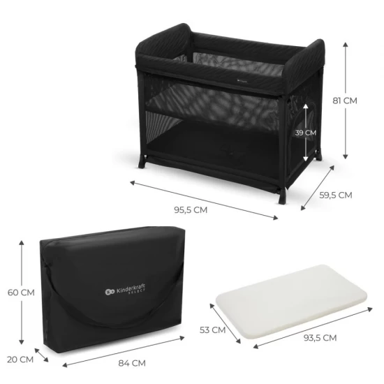 Patut de calatorie Kinderkraft Moon Dream Black Patut de calatorie Kinderkraft Moon Dream Black