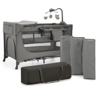 Patut Travel Kinderkraft Joy 2 cu accesorii si geanta transport Dark Grey