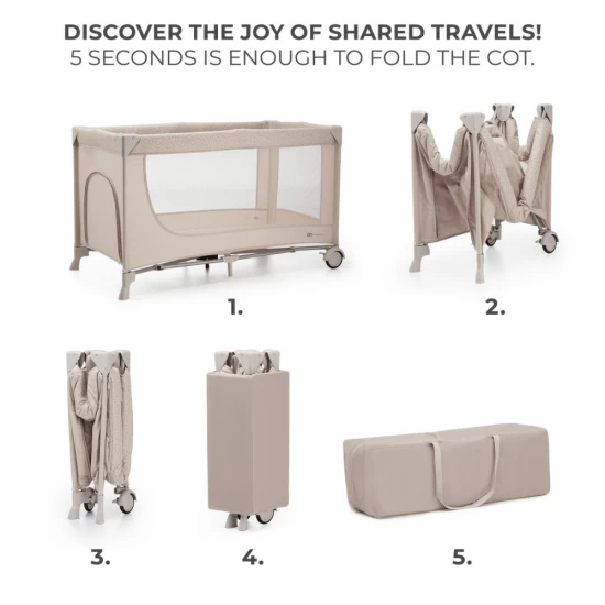 Patut Travel Kinderkraft Joy 2 cu geanta transport Beige Patut Travel Kinderkraft Joy 2 cu geanta transport Beige