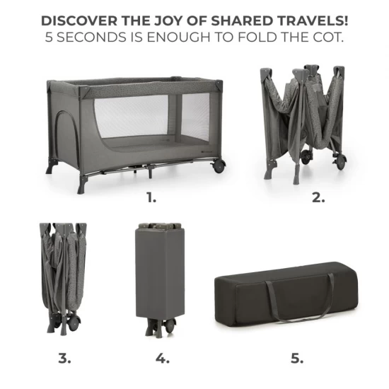 Patut Travel Kinderkraft Joy 2 cu geanta transport Dark Grey Patut Travel Kinderkraft Joy 2 cu geanta transport Dark Grey