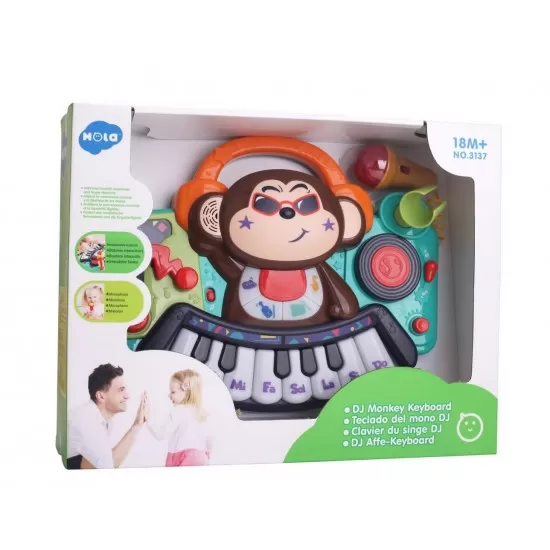 Pianina bebe maimutica DJ cu lumini sunete si microfon Pianina bebe maimutica DJ cu lumini sunete si microfon