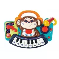Pianina bebe maimutica DJ cu lumini sunete si microfon