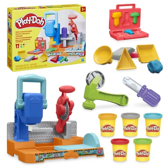 Set creativ Play-Doh - Banc de lucru cu unelte Set creativ Play-Doh - Banc de lucru cu unelte