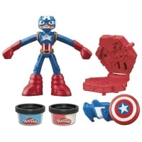 Set creativ Play-Doh Marvel cu figurina flexibila si accesorii Captain America 10 cm