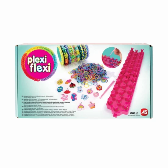 Set creativ cu 800 elastice, gherghef pentru impletit si 15 accesorii Plexi Flexi Set creativ cu 800 elastice, gherghef pentru impletit si 15 accesorii Plexi Flexi