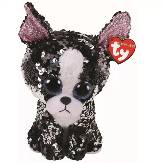 Plus Ty Boos Terrier Portia cu paiete 24 cm