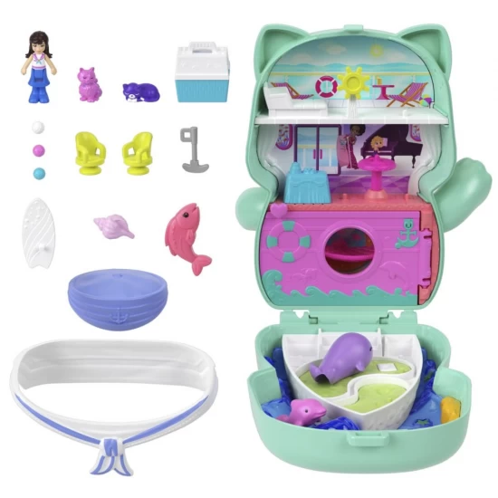 Set gentuta animalut pisicuta marinar cu accesorii Polly Pocket Set gentuta animalut pisicuta marinar cu accesorii Polly Pocket