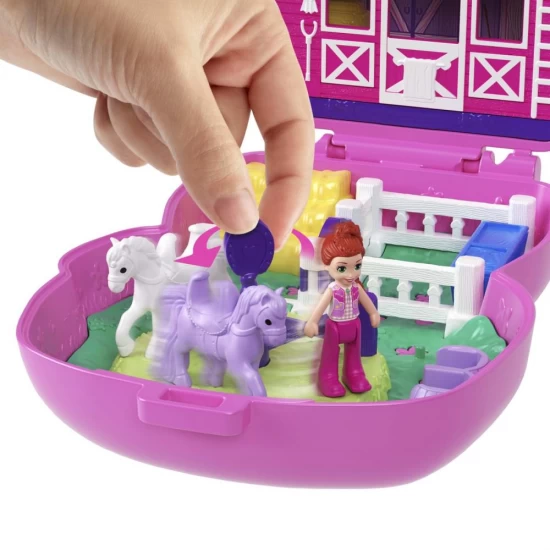 Set gentuta animalut ponei la rodeo cu accesorii Polly Pocket Set gentuta animalut ponei la rodeo cu accesorii Polly Pocket