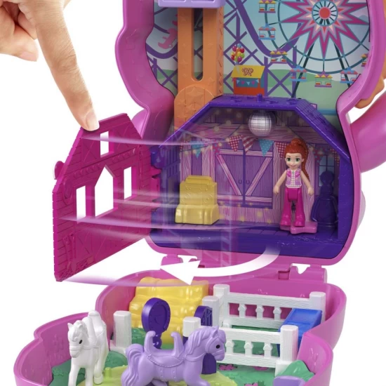 Set gentuta animalut ponei la rodeo cu accesorii Polly Pocket Set gentuta animalut ponei la rodeo cu accesorii Polly Pocket