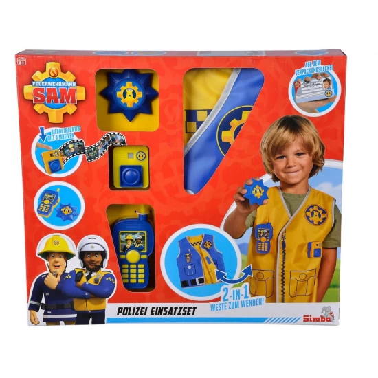 Set de interventie Pompierul Sam cu vesta cu 2 fete