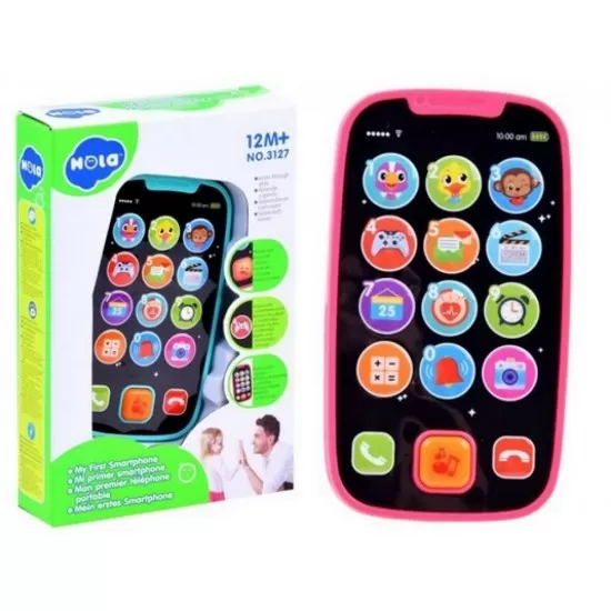 Primul meu telefon Smart roz cu muzica si lumini Hola Toys Primul meu telefon Smart roz cu muzica si lumini Hola Toys
