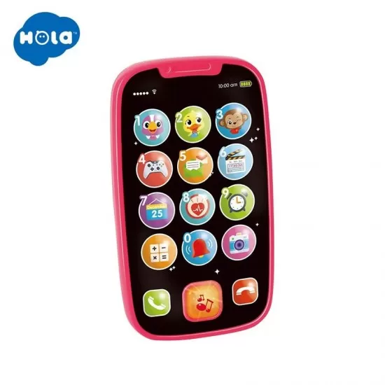 Primul meu telefon Smart roz cu muzica si lumini Hola Toys Primul meu telefon Smart roz cu muzica si lumini Hola Toys