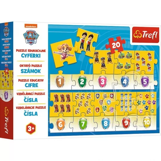 Puzzle educational 20 piese numere Patrula Catelusilor