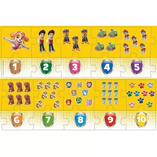 Puzzle educational 20 piese numere Patrula Catelusilor