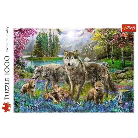 Puzzle Trefl familie de lupi 1000 piese Puzzle Trefl familie de lupi 1000 piese