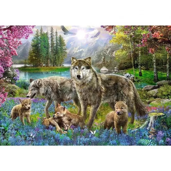 Puzzle Trefl familie de lupi 1000 piese Puzzle Trefl familie de lupi 1000 piese