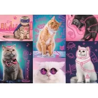 Puzzle Trefl 1000 piese - Super pisici neon