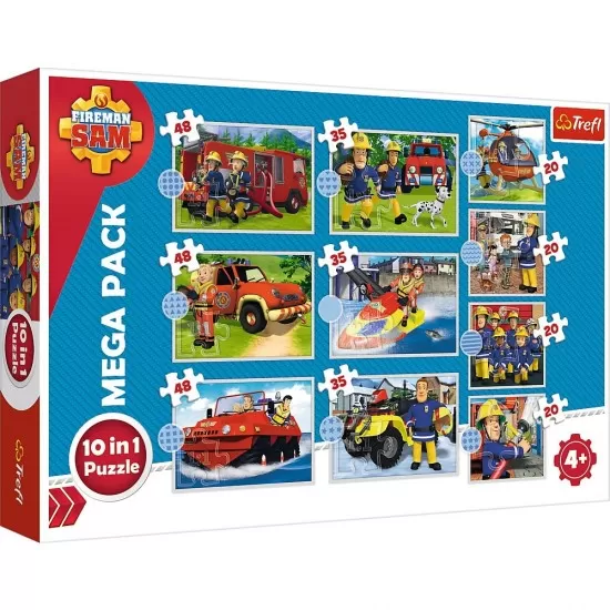 Puzzle Trefl 10 in 1 Pompierul Sam - Salvarile Pompierului Sam Puzzle Trefl 10 in 1 Pompierul Sam - Salvarile Pompierului Sam