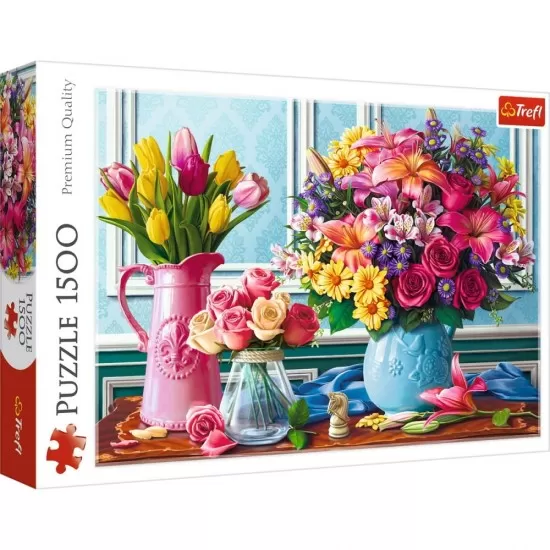 Puzzle Trefl 1500 piese - Glastre cu flori Puzzle Trefl 1500 piese - Glastre cu flori