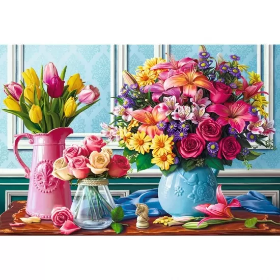 Puzzle Trefl 1500 piese - Glastre cu flori Puzzle Trefl 1500 piese - Glastre cu flori