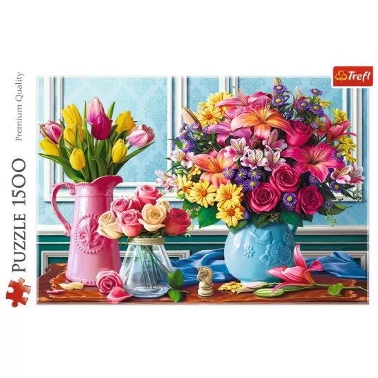 Puzzle Trefl 1500 piese - Glastre cu flori Puzzle Trefl 1500 piese - Glastre cu flori